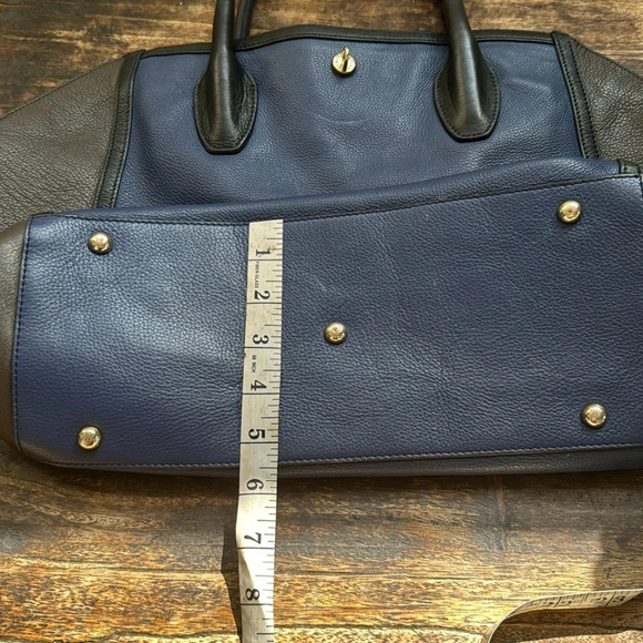 FURLA BLUE AND TAUPE GREY color block   LEATHER BAG - Picture 13 of 15